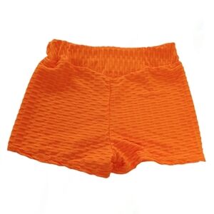 Boutique Orange Polyester Active Cycling Sporty Textured Summer Neon Shorts